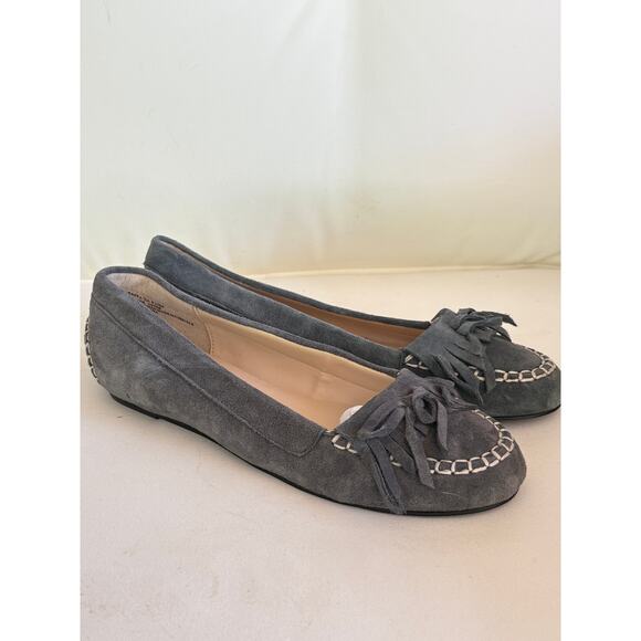 Kelsi Dagger Anastacia Moccasins 9.5 Gray Suede Flats Loafers Boho Western - Picture 2 of 7